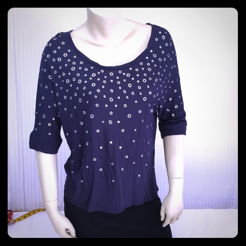 SOLD!!!🥳 INC International Concepts M 3/4 Sleeve Navy Top